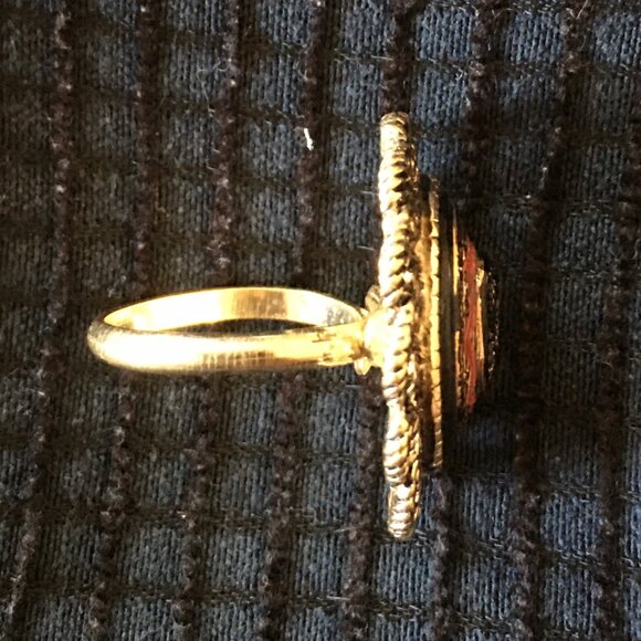 NOS Classy Vintage 1975 OLD VIENNA Sarah Coventry Adjust Ring Antiqued Goldtone - Picture 3 of 6